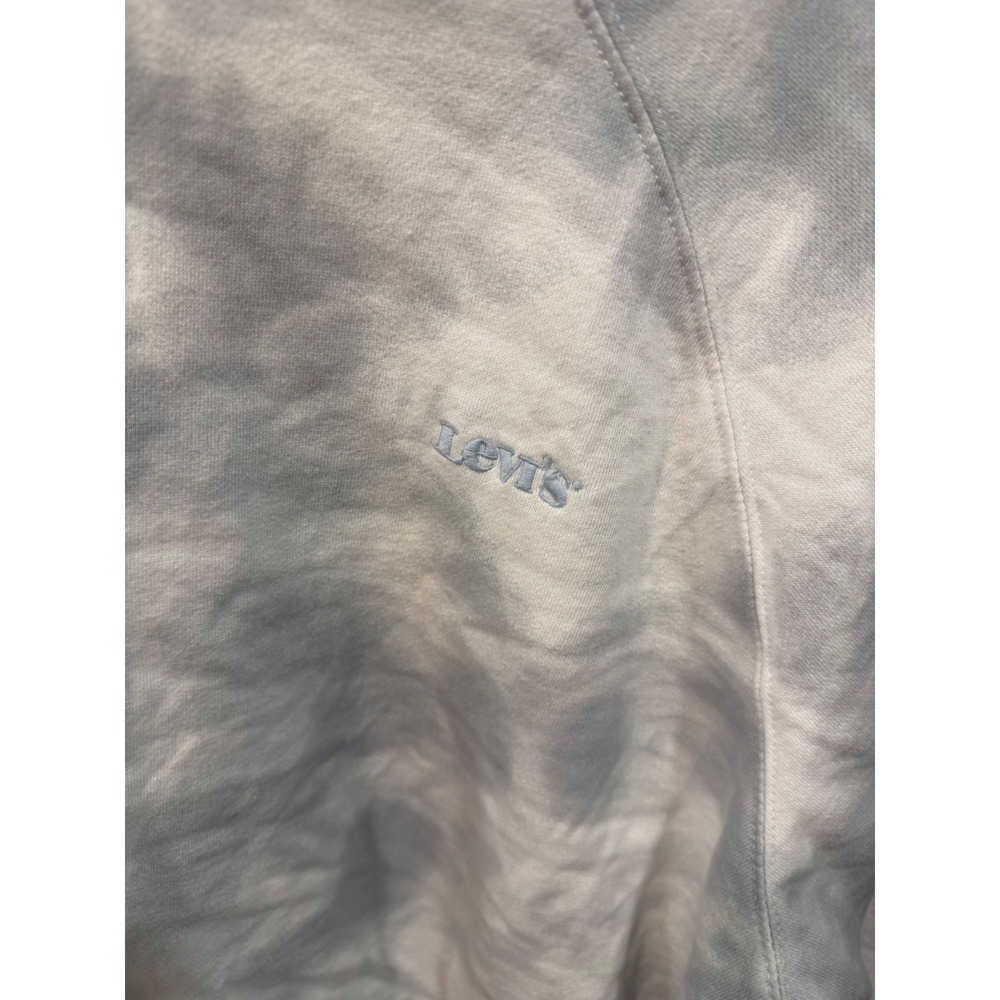 Levis Womens Tie Dye Raglan Crewneck Sweatshirt Gray White Cloud Pullover L
